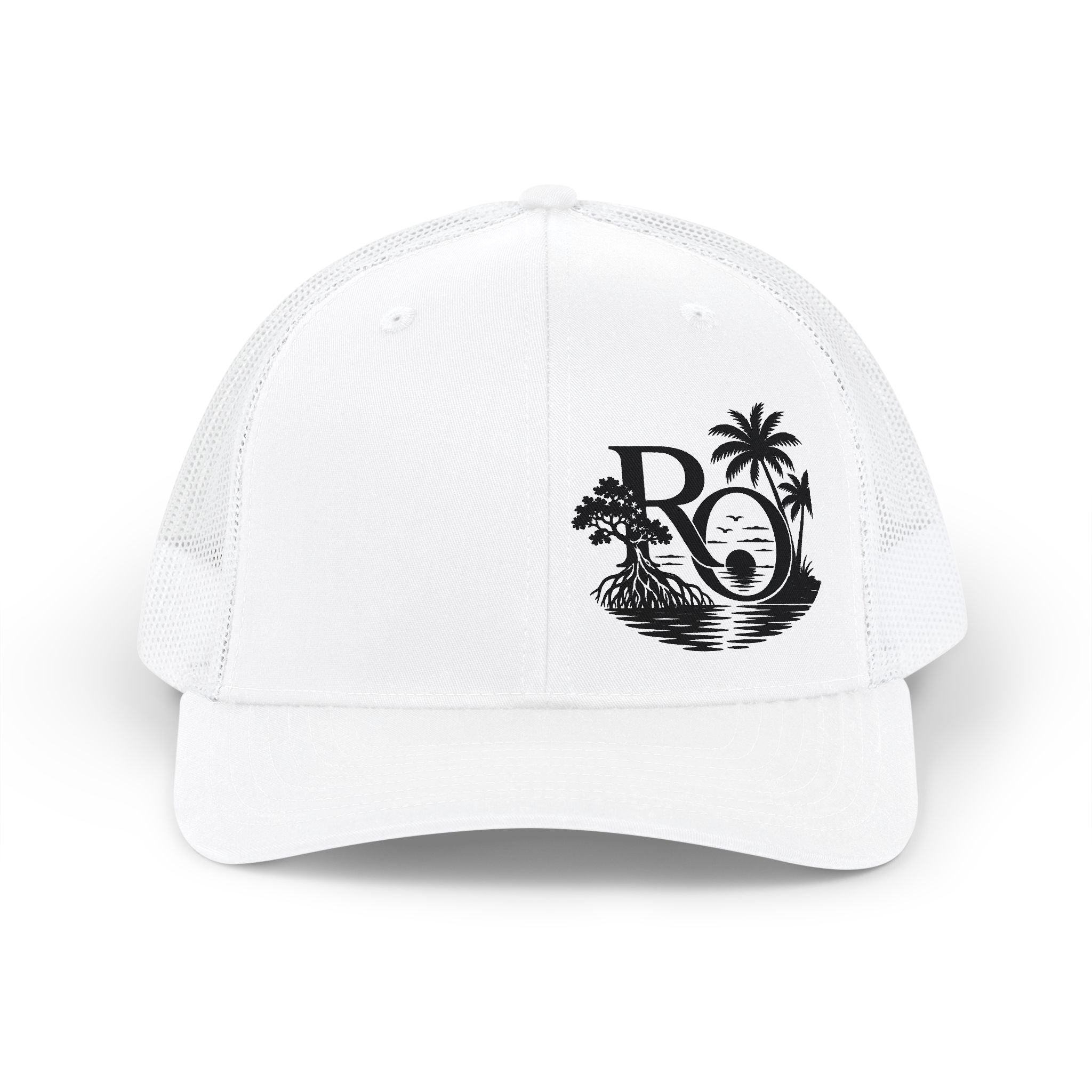 Tropical Island Trucker Cap – 'RO' Palm Sunset Snapback