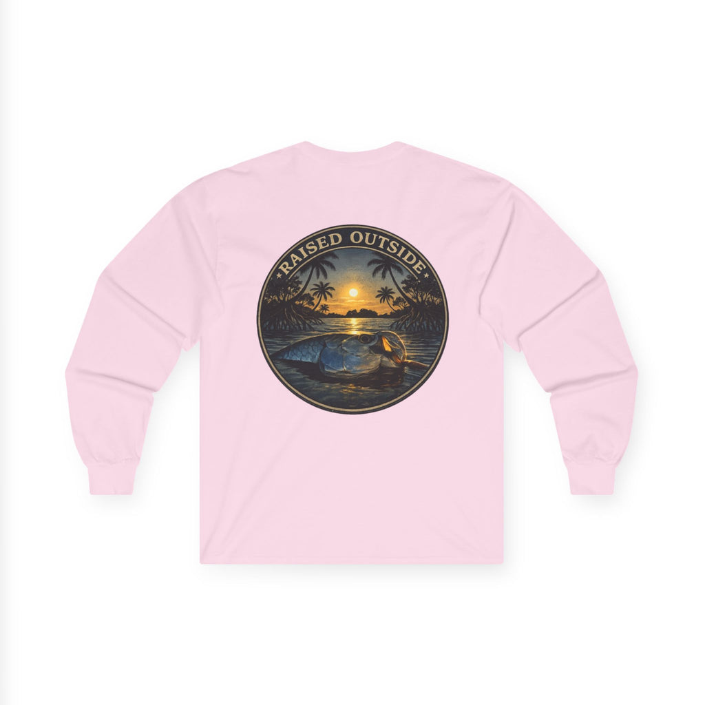 Long Sleeve Tee — "Raised Outside" Sunset Canoe Graphic