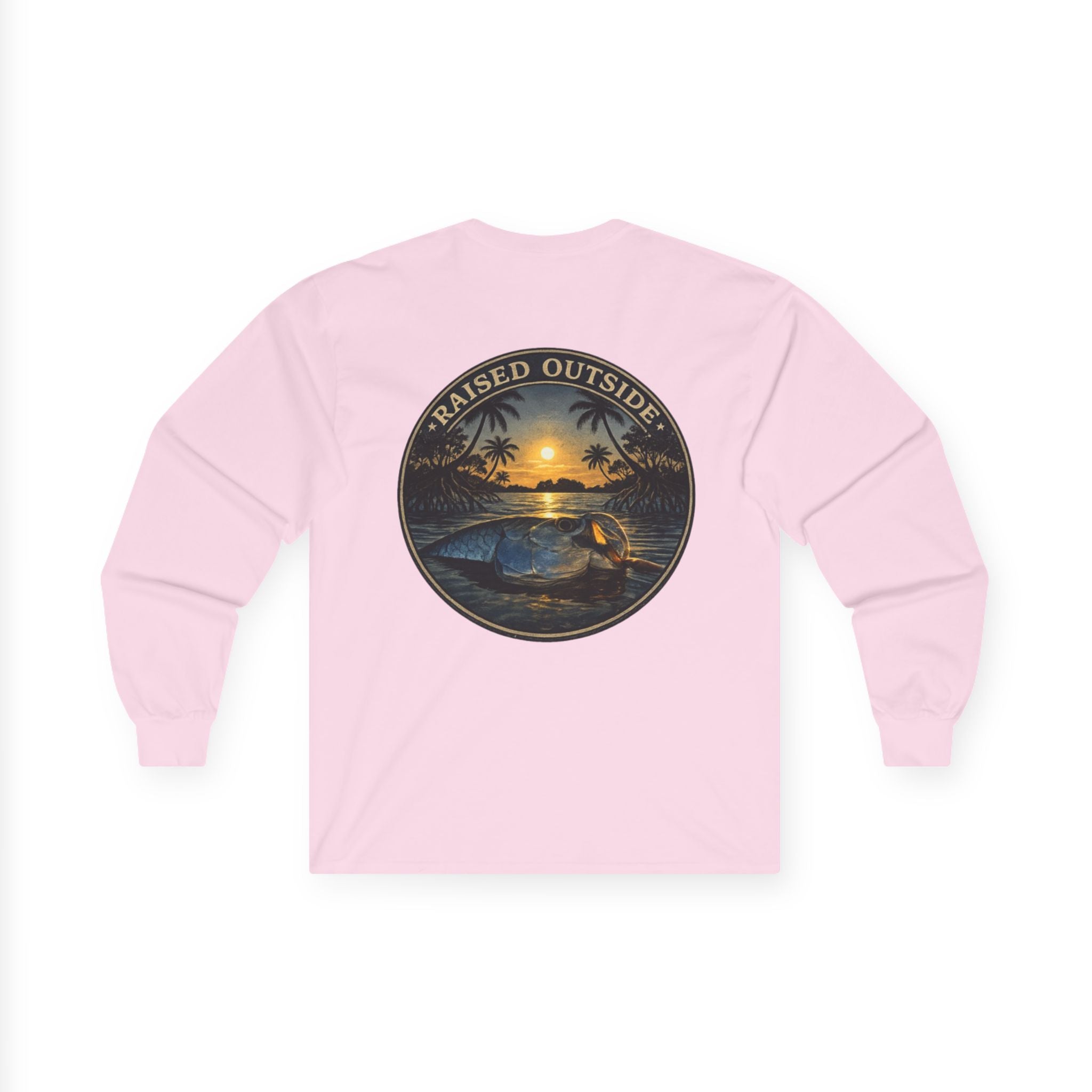 Long Sleeve Tee — "Raised Outside" Sunset Canoe Graphic
