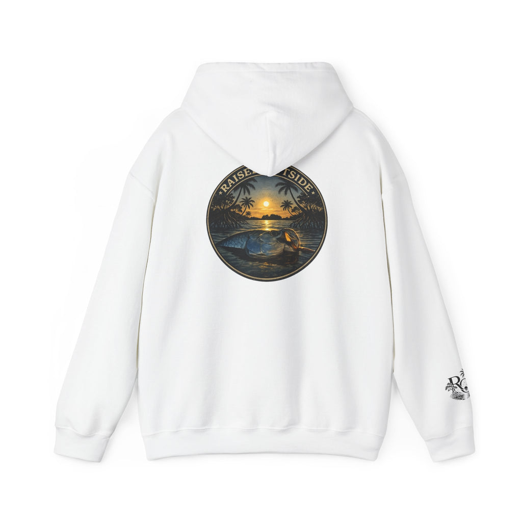 Surf Sunset Hoodie — 'Raise Tide' Beach Graphic Pullover