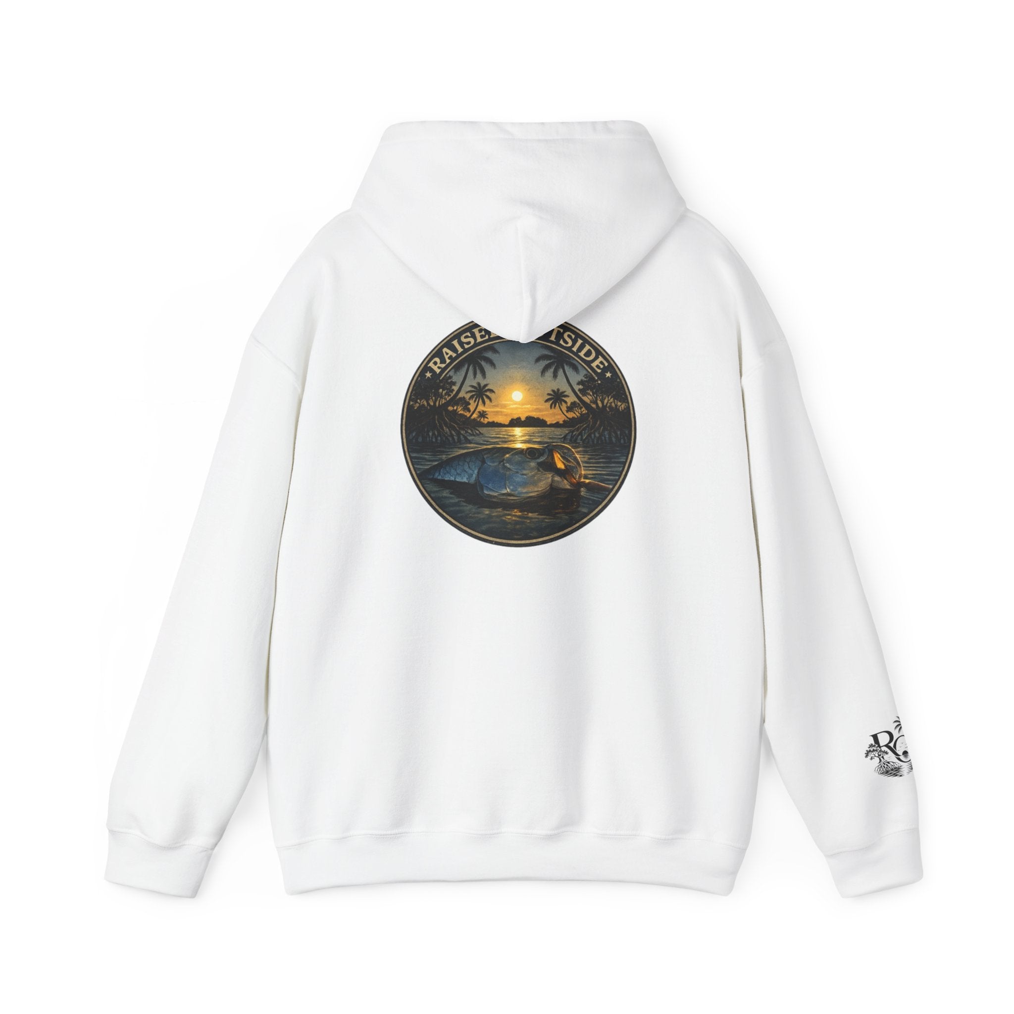 Surf Sunset Hoodie — 'Raise Tide' Beach Graphic Pullover