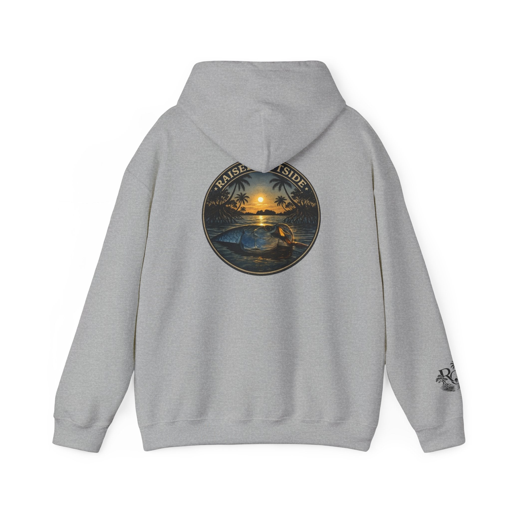Surf Sunset Hoodie — 'Raise Tide' Beach Graphic Pullover