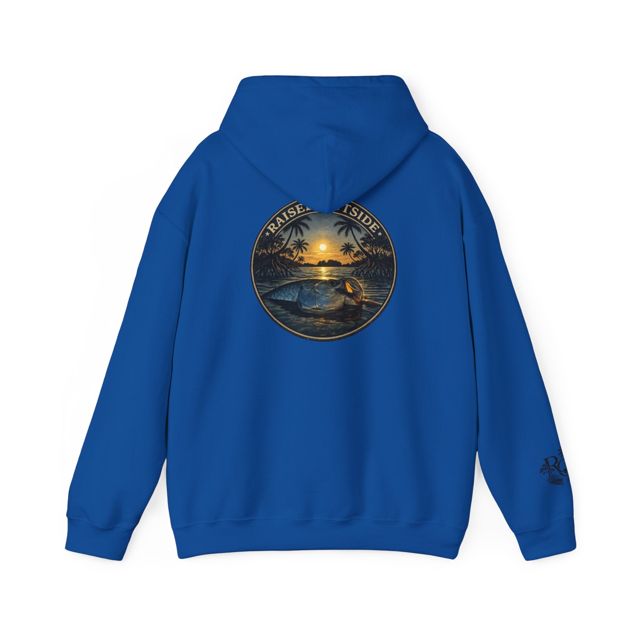 Surf Sunset Hoodie — 'Raise Tide' Beach Graphic Pullover