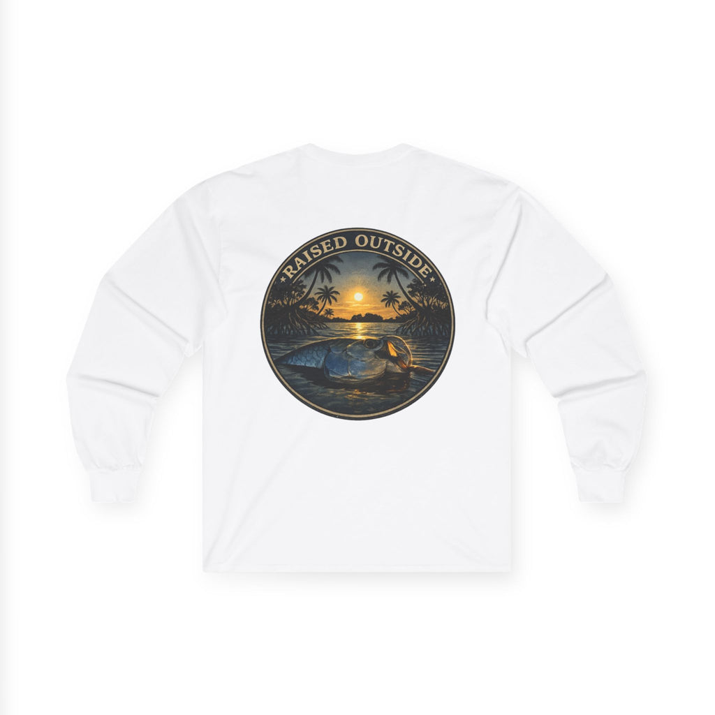 Long Sleeve Tee — "Raised Outside" Sunset Canoe Graphic