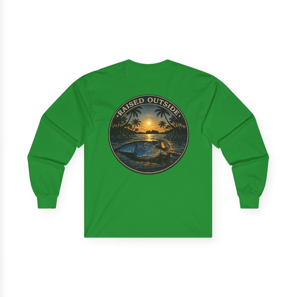 Long Sleeve Tee — "Raised Outside" Sunset Canoe Graphic