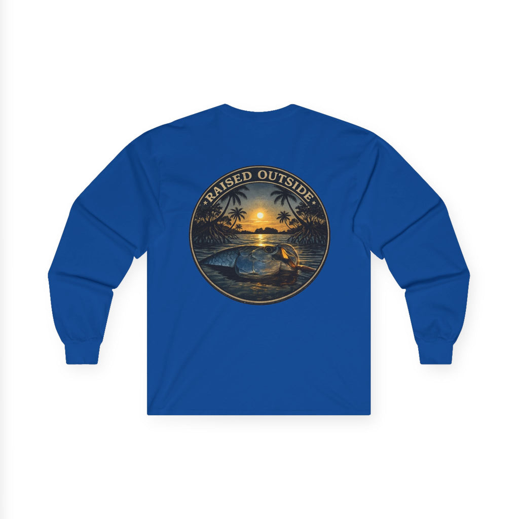 Long Sleeve Tee — "Raised Outside" Sunset Canoe Graphic